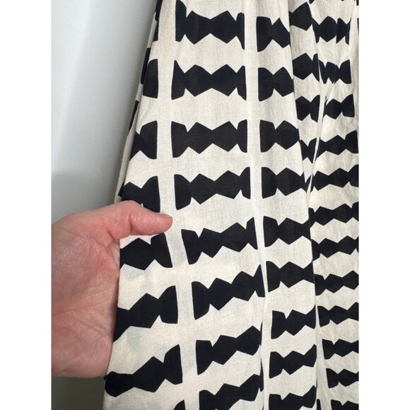 Bel Kazan Bow Print Maxi Dress Black White Ruffle Hem Boho Resort large - Picture 7 of 16